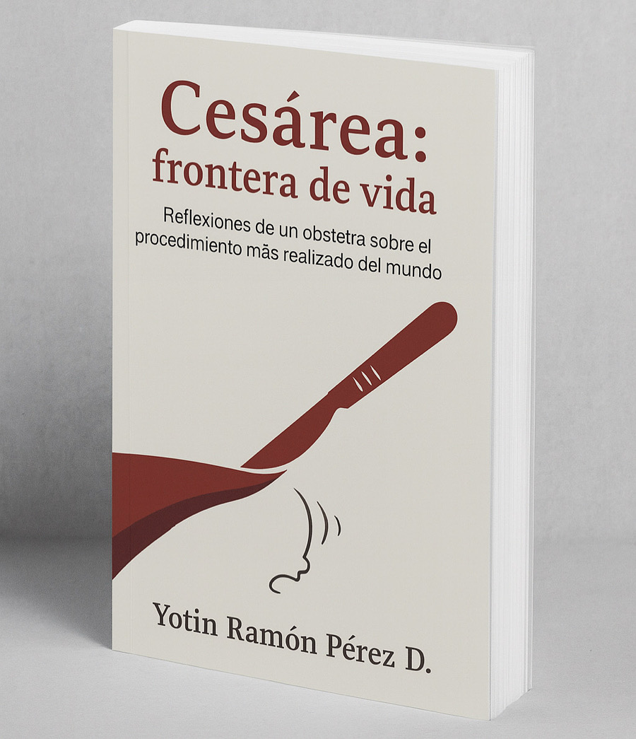Vista en perspectiva del libro impreso Cesárea: frontera de vida